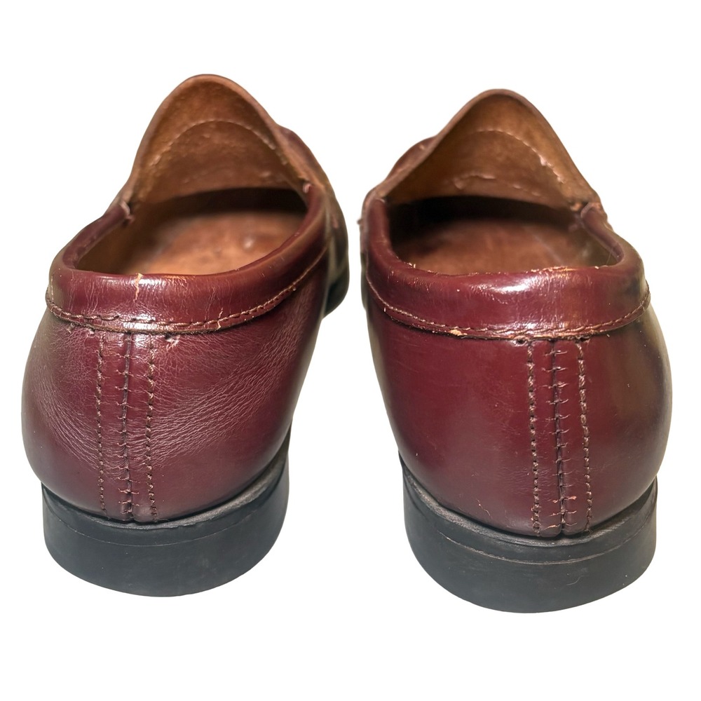 Bass Womens Burgundy Leather Penny Loafers Size 6 B Slip On Shoes 721W Preppy - Picture 5 of 8